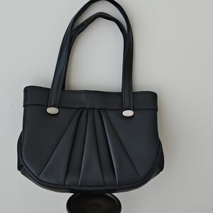 Vintage Black Pleated Shoulder Bag